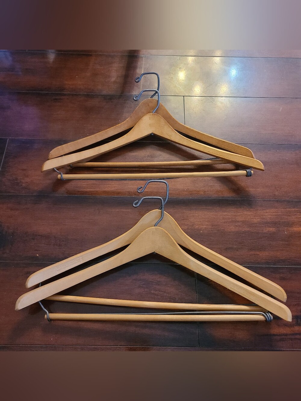 Lot of 4 Vintage Batts WISHBONE Wooden Suit Hangers Grand Rapids